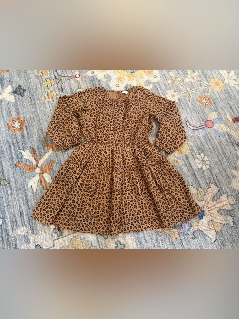 Crewcuts girl's leopard print dress balloon sleeves elastic waistband size 8